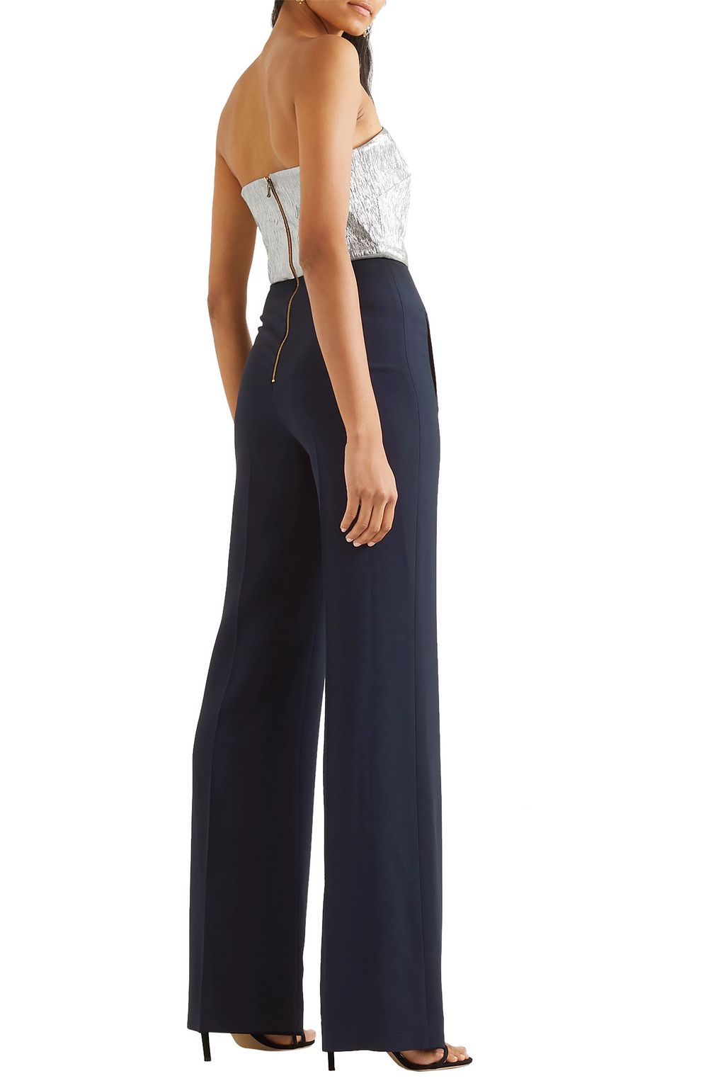 ROLAND MOURET Gifford strapless silk-blend Lurex and crepe jumpsuit
