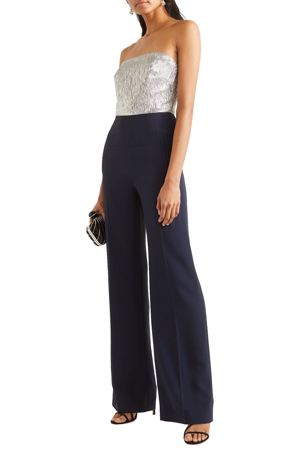 ROLAND MOURET Gifford strapless silk-blend Lurex and crepe jumpsuit