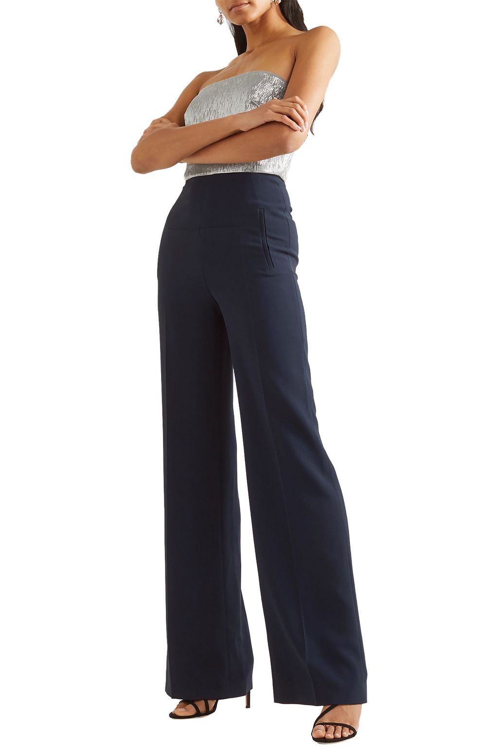ROLAND MOURET Gifford strapless silk-blend Lurex and crepe jumpsuit