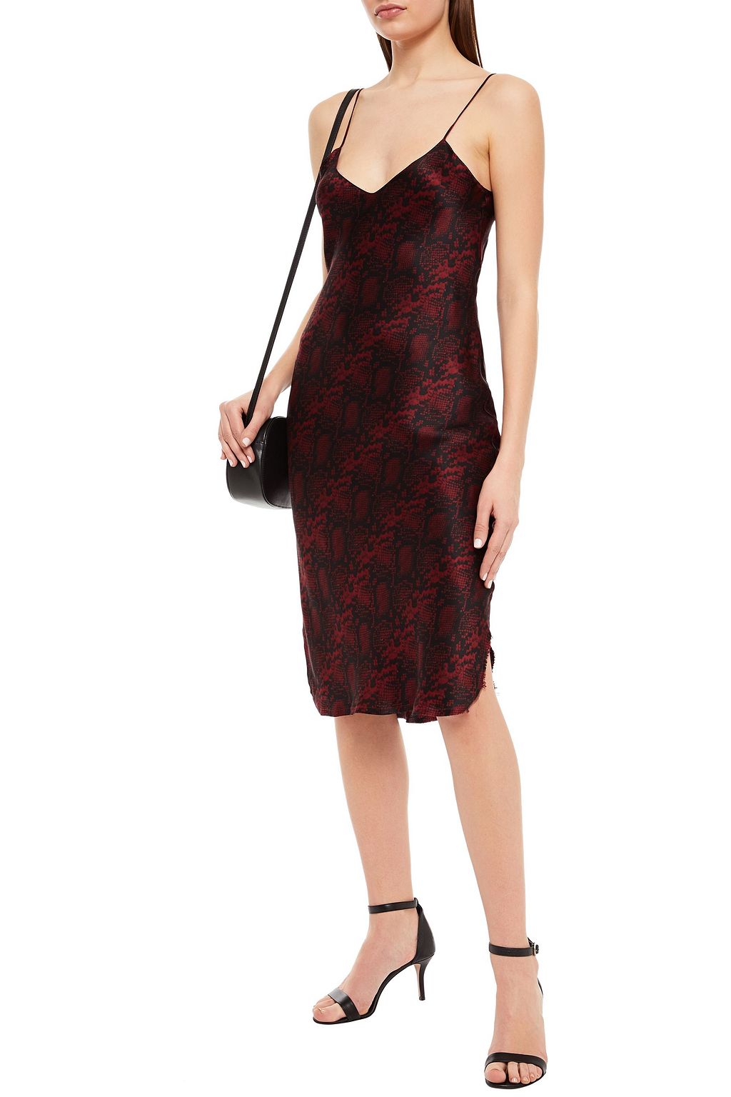 NILI LOTAN Snake-print silk-charmeuse slip dress