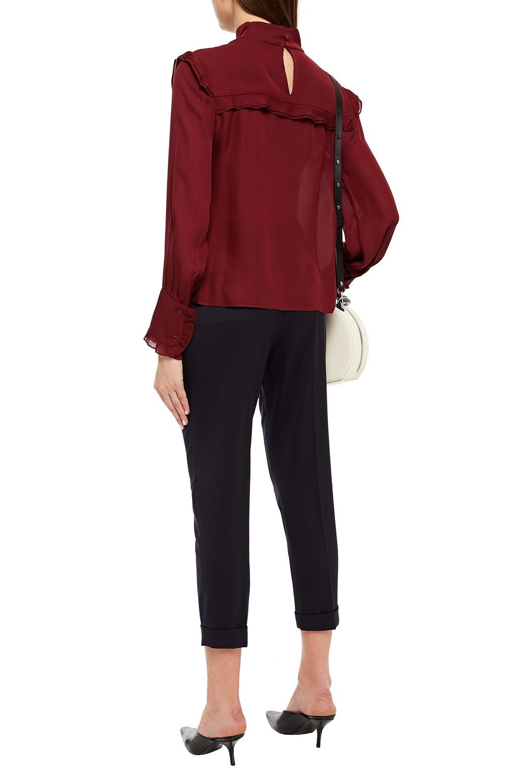 NILI LOTAN Ruffled silk crepe de chine blouse