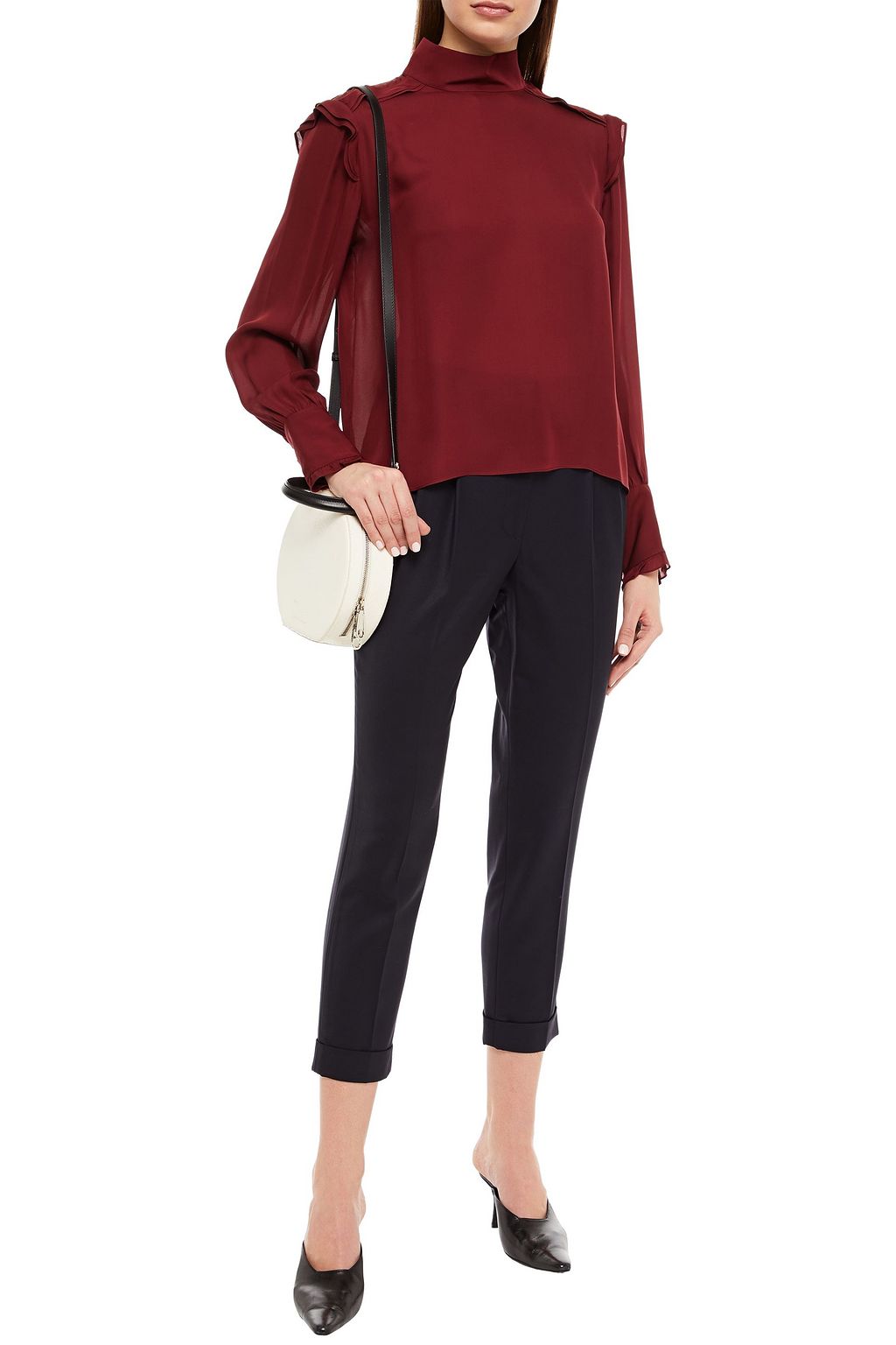 NILI LOTAN Ruffled silk crepe de chine blouse