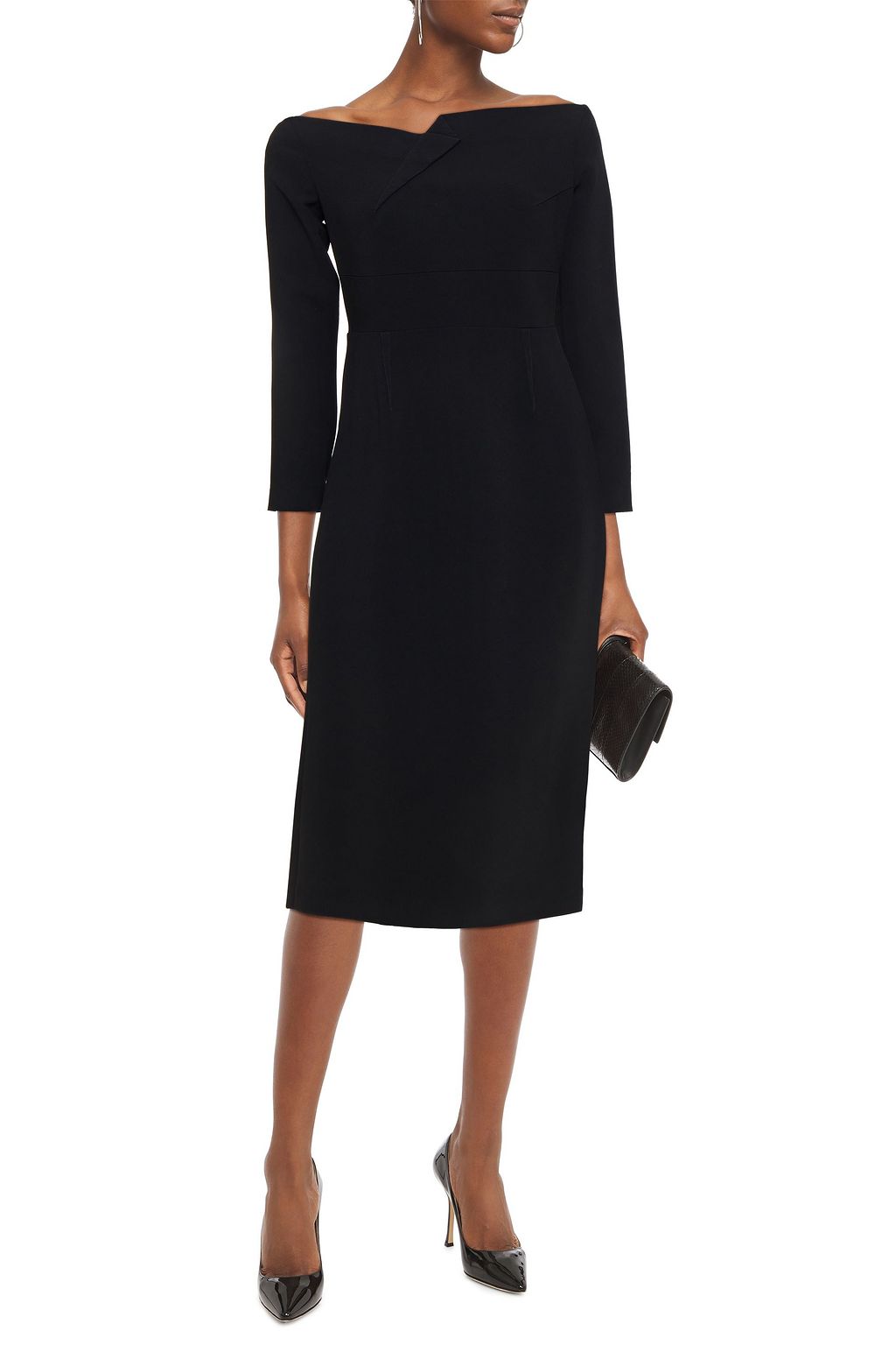 ROLAND MOURET Romolo off-the-shoulder stretch-crepe midi dress