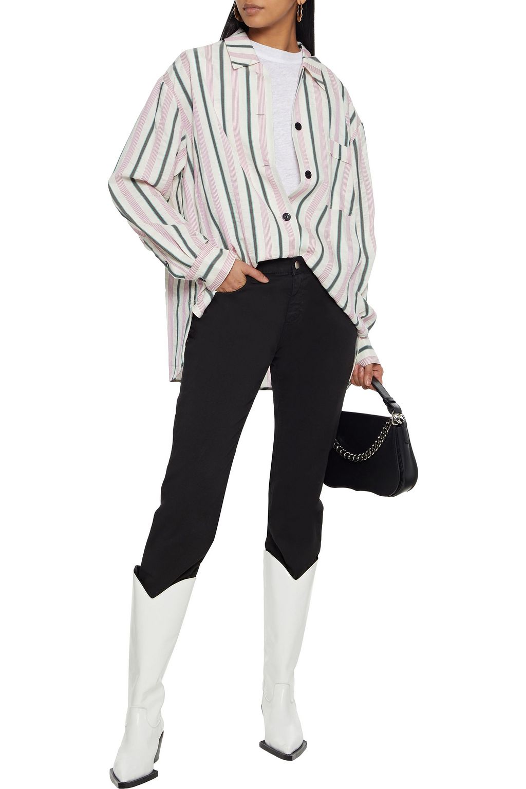 ISABEL MARANT Venice oversized striped crinkled cotton-blend shirt