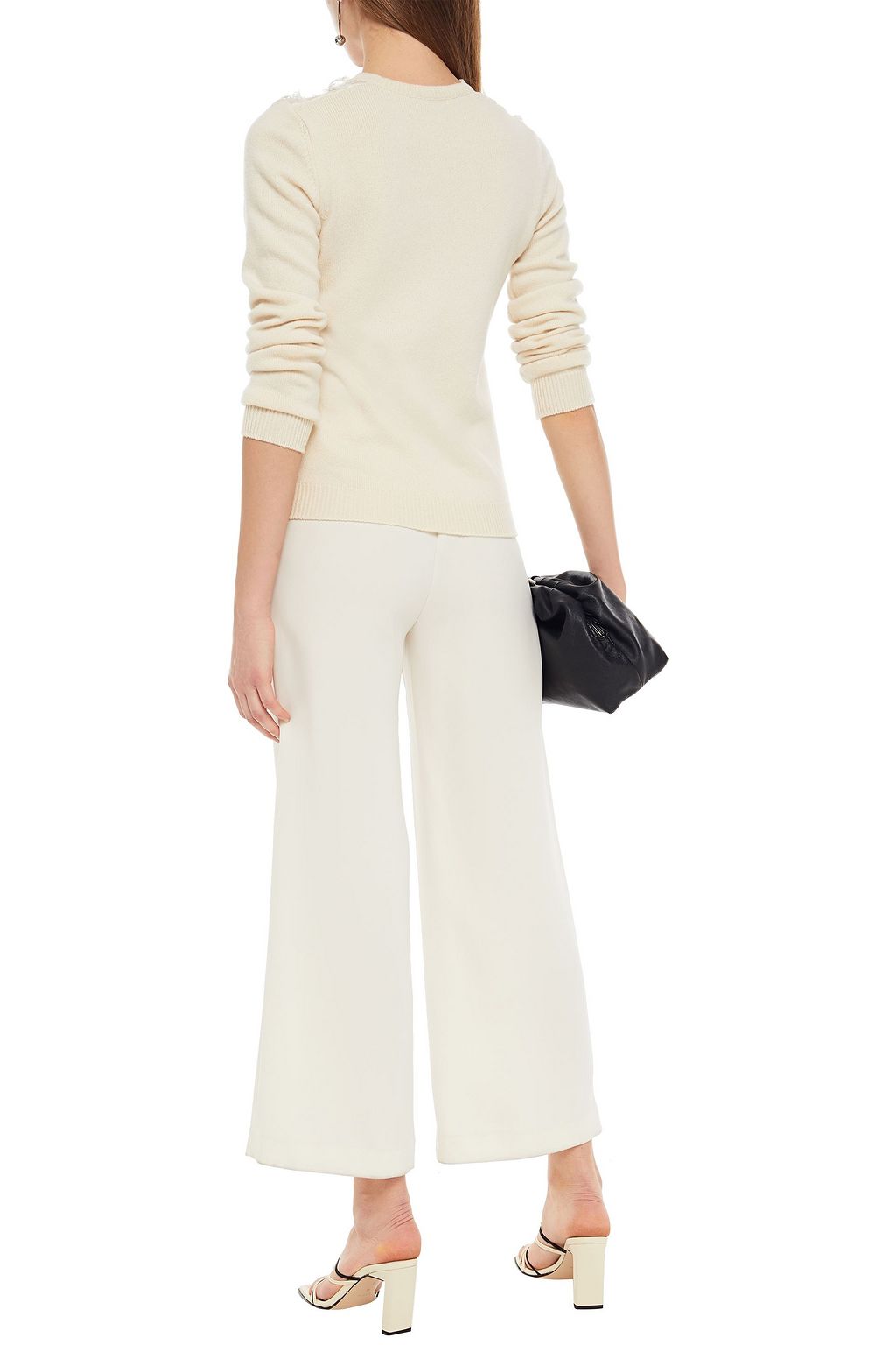 VALENTINO GARAVANI Lace-paneled wool and cashmere-blend sweater