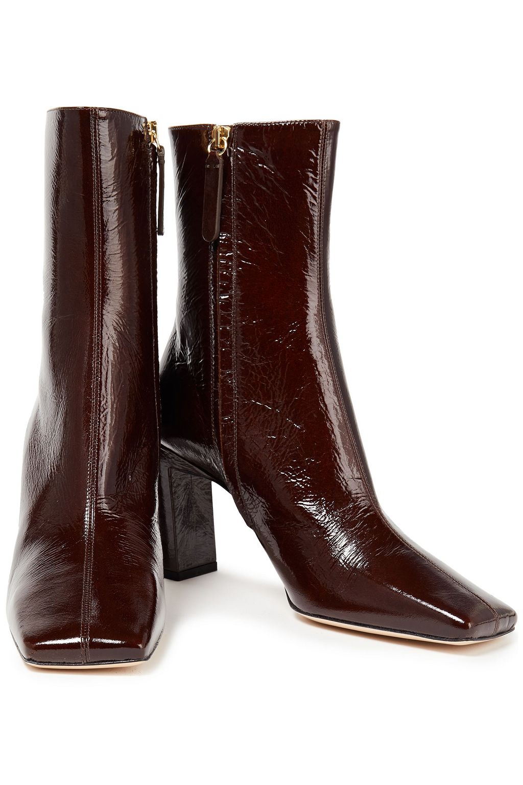 WANDLER Isa crinkled patent-leather ankle boots