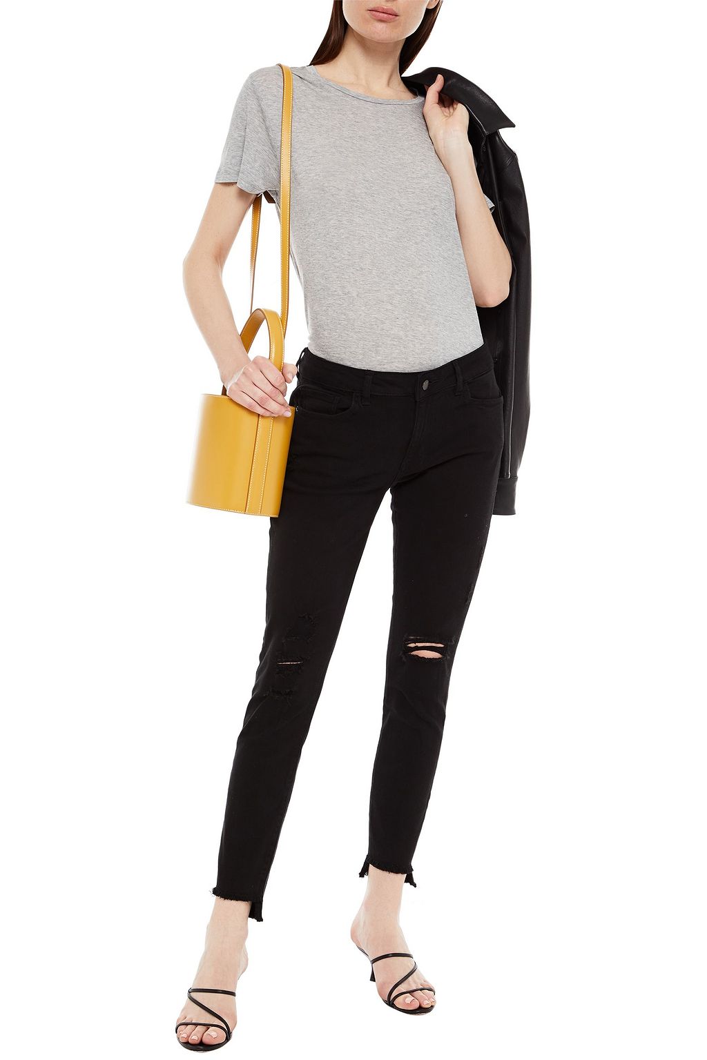 DL1961 Distressed mid-rise skinny jeans