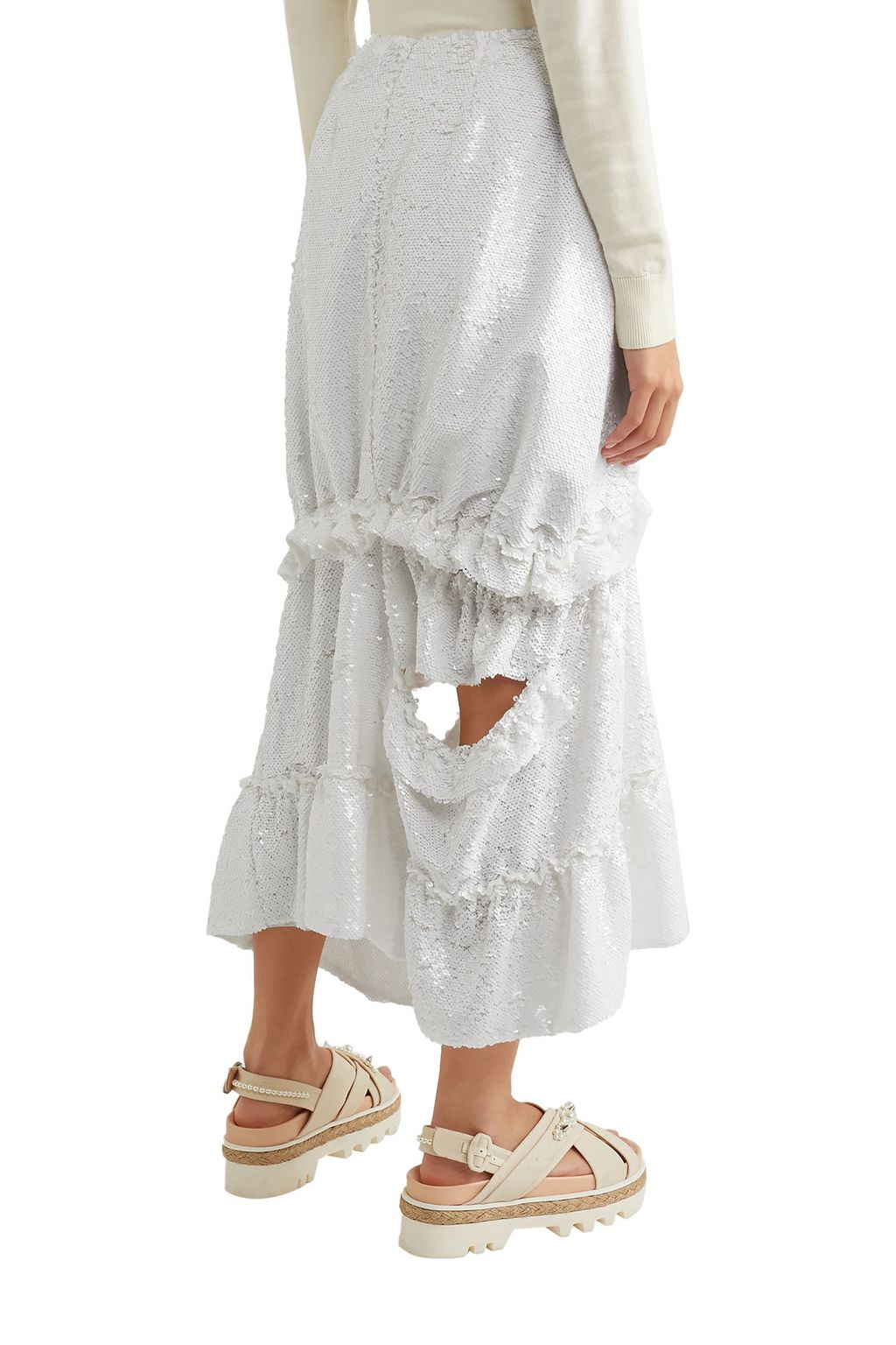 SIMONE ROCHA Gathered cutout sequined tulle midi skirt