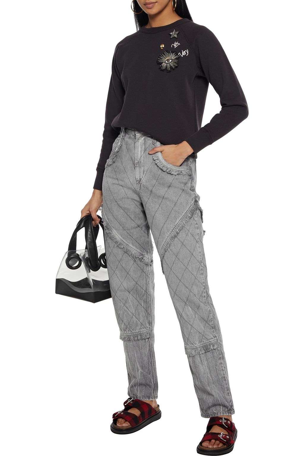 ISABEL MARANT Dorsys frayed high-rise straight-leg jeans