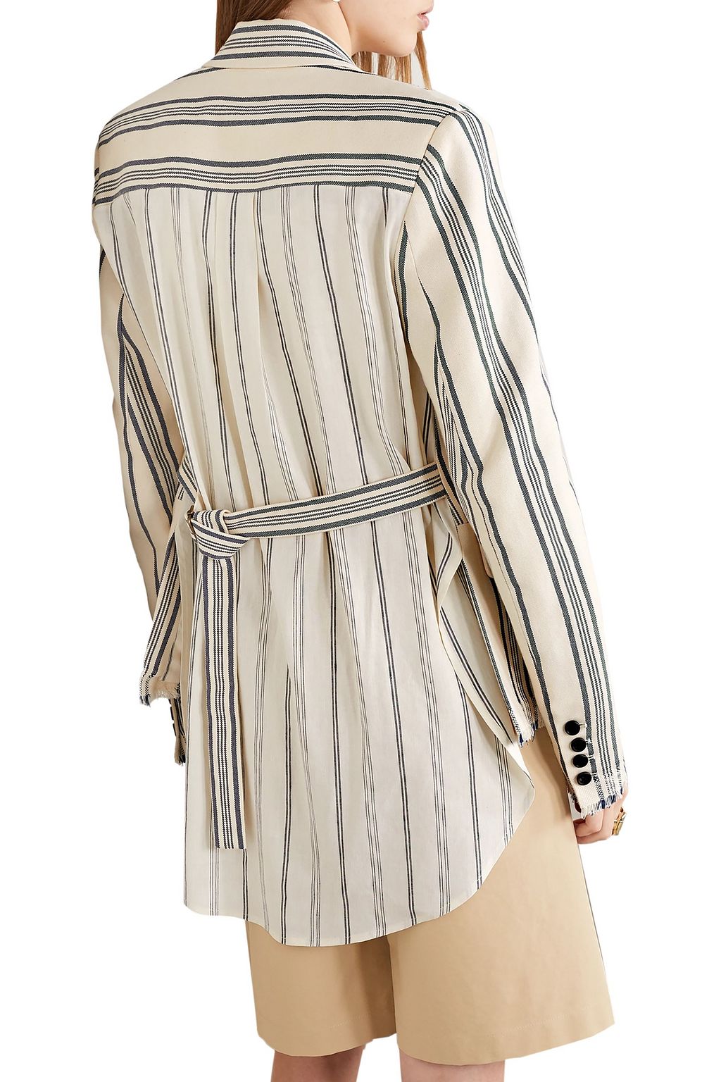 MONSE Paneled striped cotton-blend canvas and linen-blend blazer