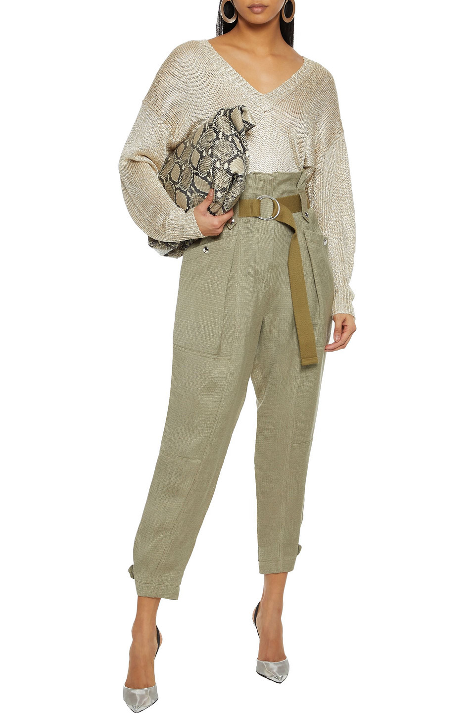 Iro Nanga Metallic Knitted Jumper In Platinum