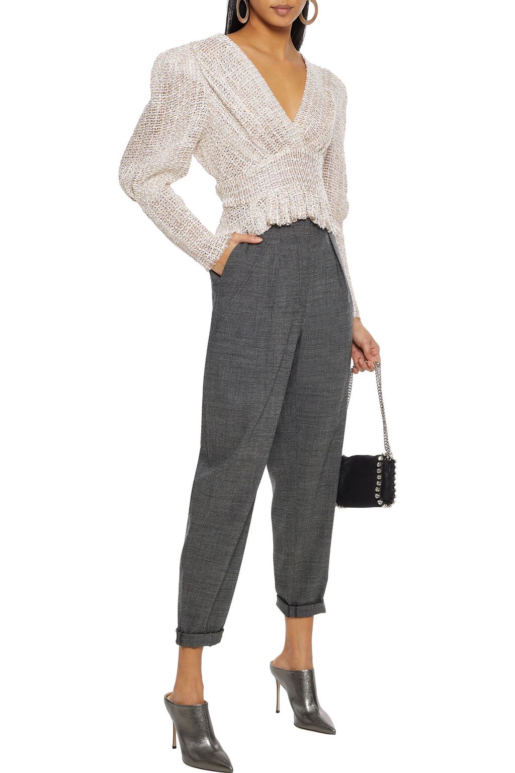 IRO Saligny cropped metallic bouclé top