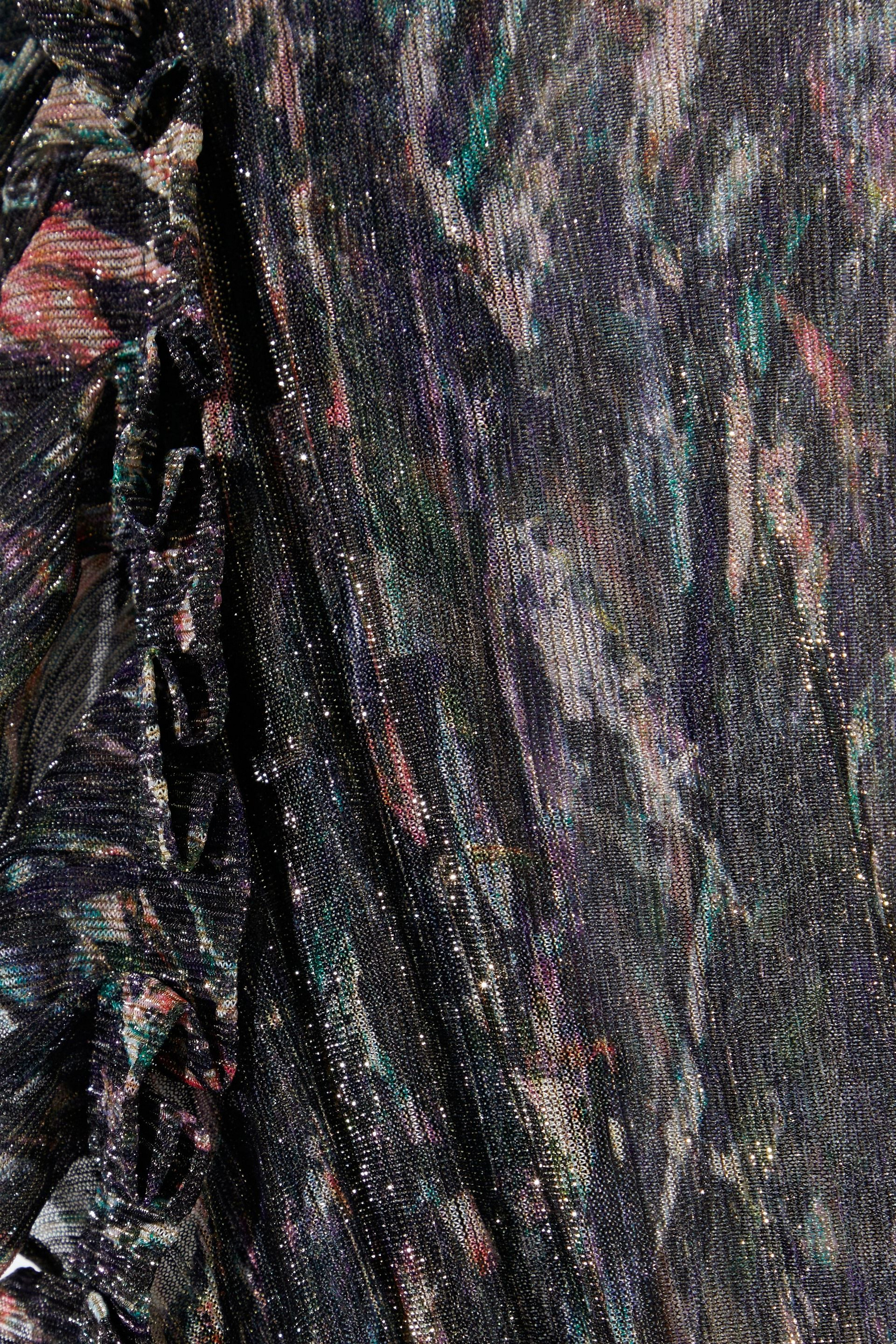 IRO Gargas wrap-effect ruffled printed Lurex midi dress thumbnail