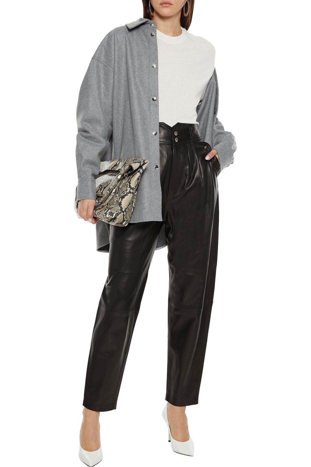 IRO Lydhio pleated leather tapered pants