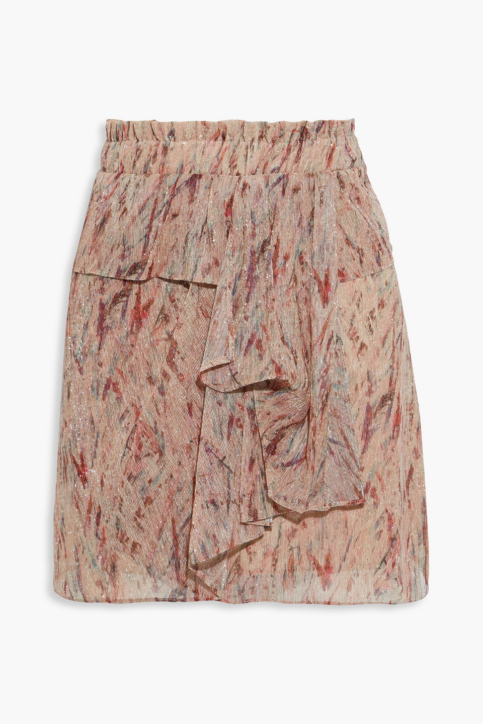 IRO - Joucas ruffled printed Lurex mini skirt - Neutral