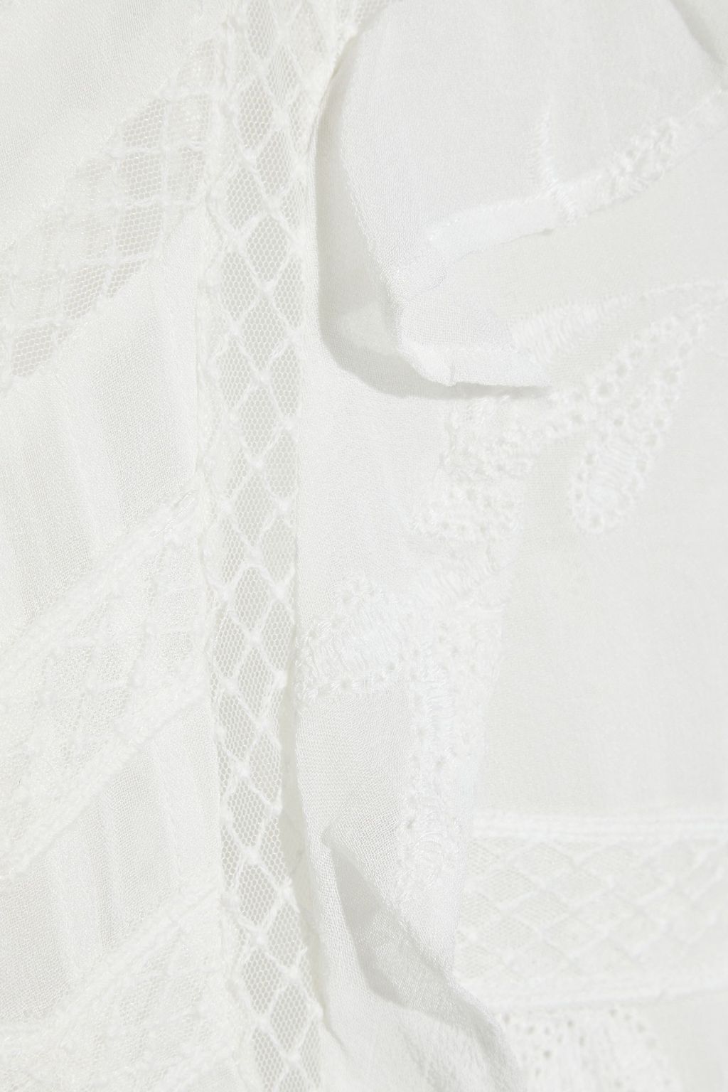 IRO Orrie crochet-trimmed ruffled broderie anglaise crepe blouse