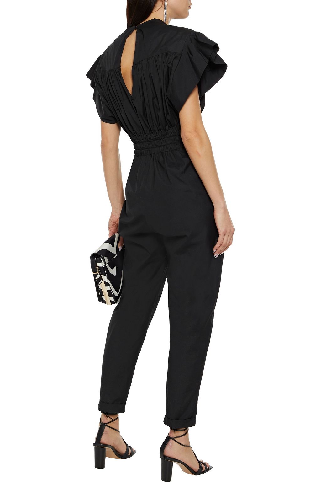IRO Pleona ruffled shirred cotton-poplin jumpsuit