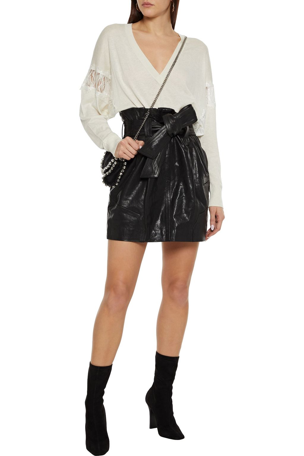IRO Sorgues lace-trimmed cotton and silk-blend sweater
