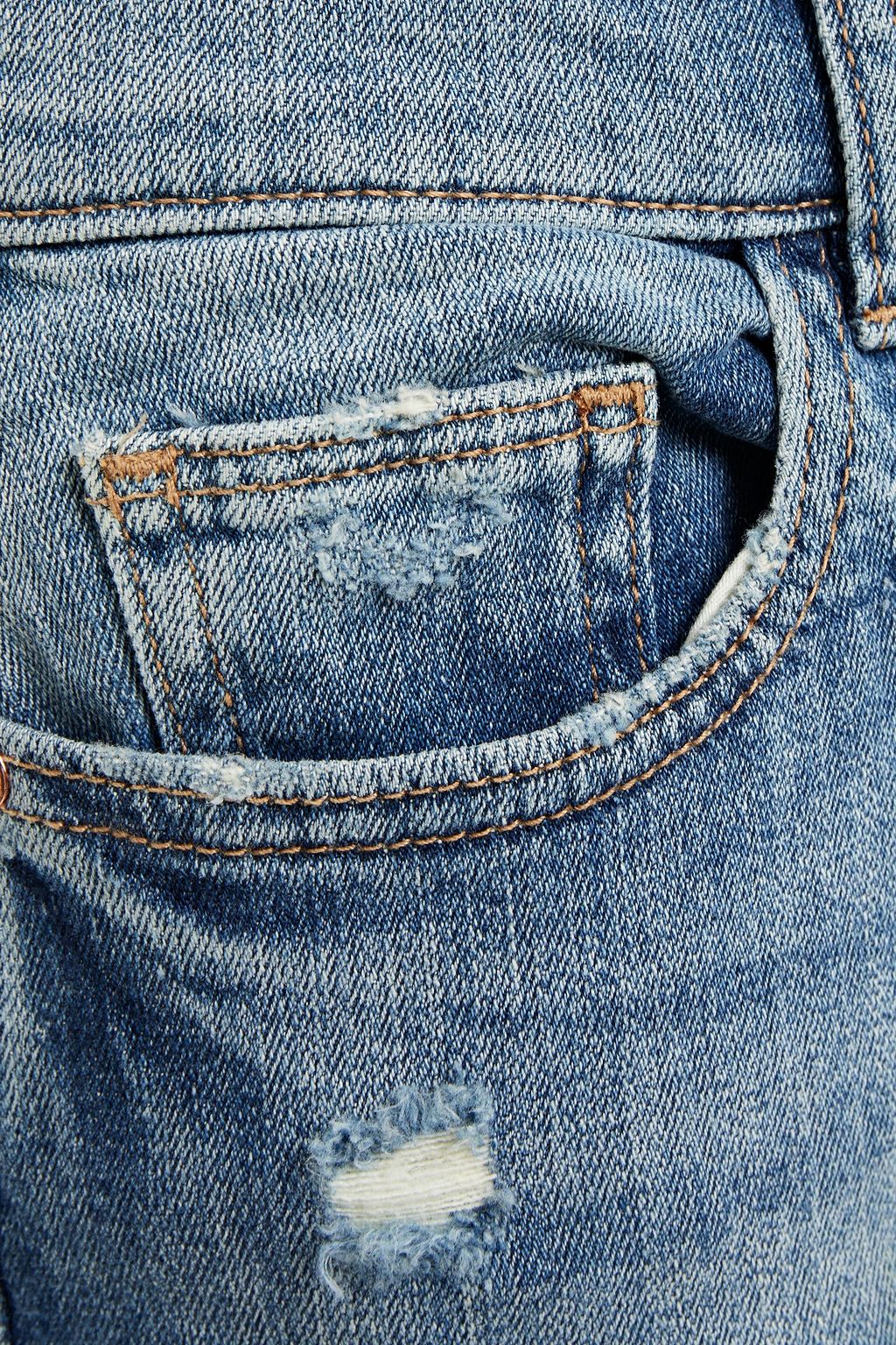 DL1961 Cropped distressed mid-rise skinny jeans