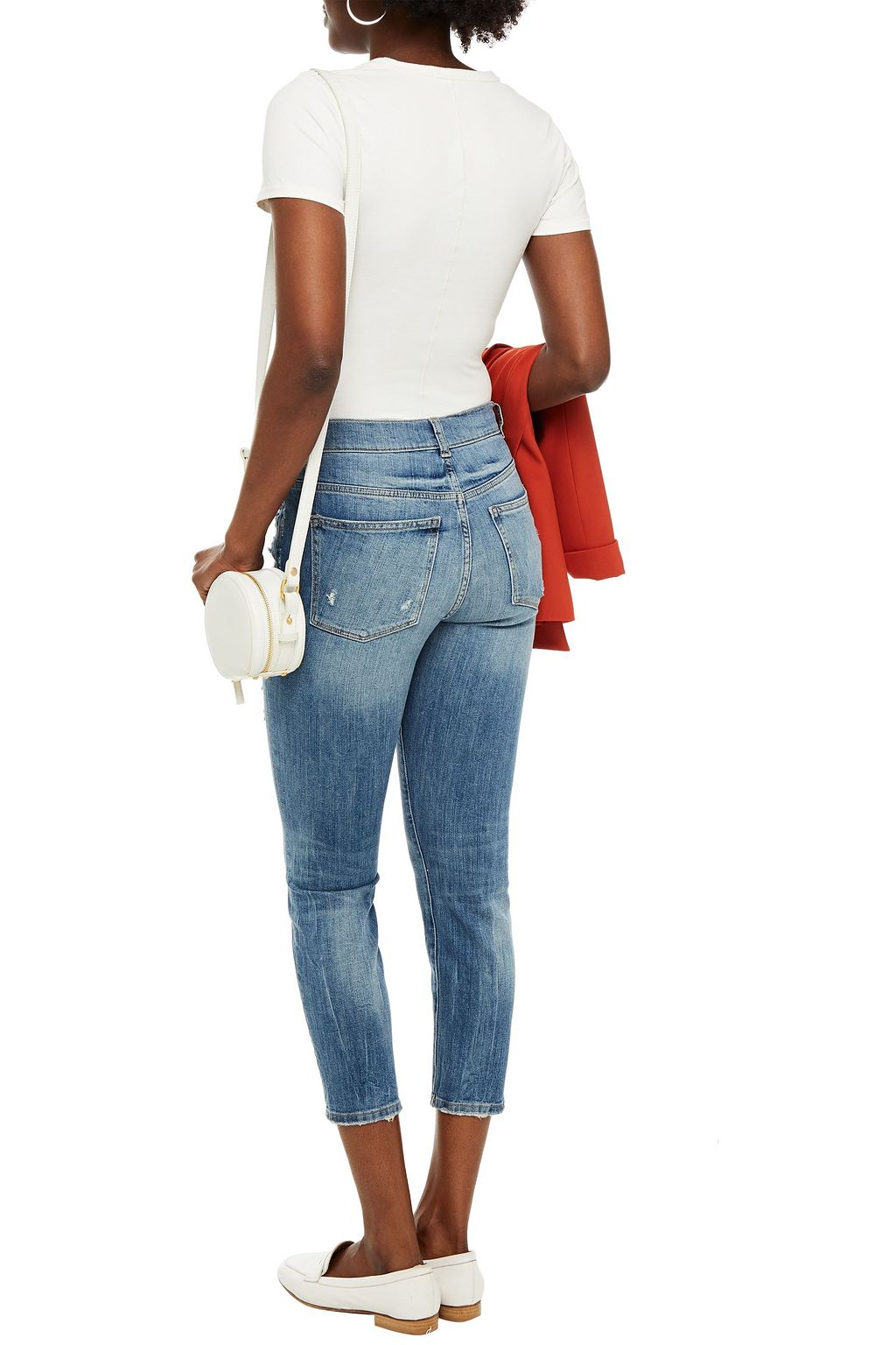 DL1961 Cropped distressed mid-rise skinny jeans