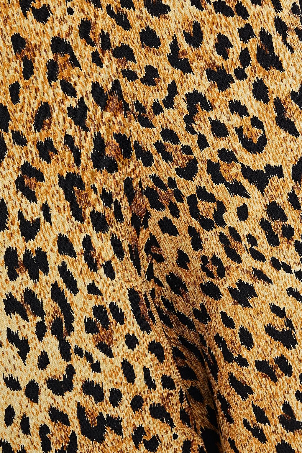 VALENTINO GARAVANI Fluted leopard-print wool and silk-blend crepe mini dress
