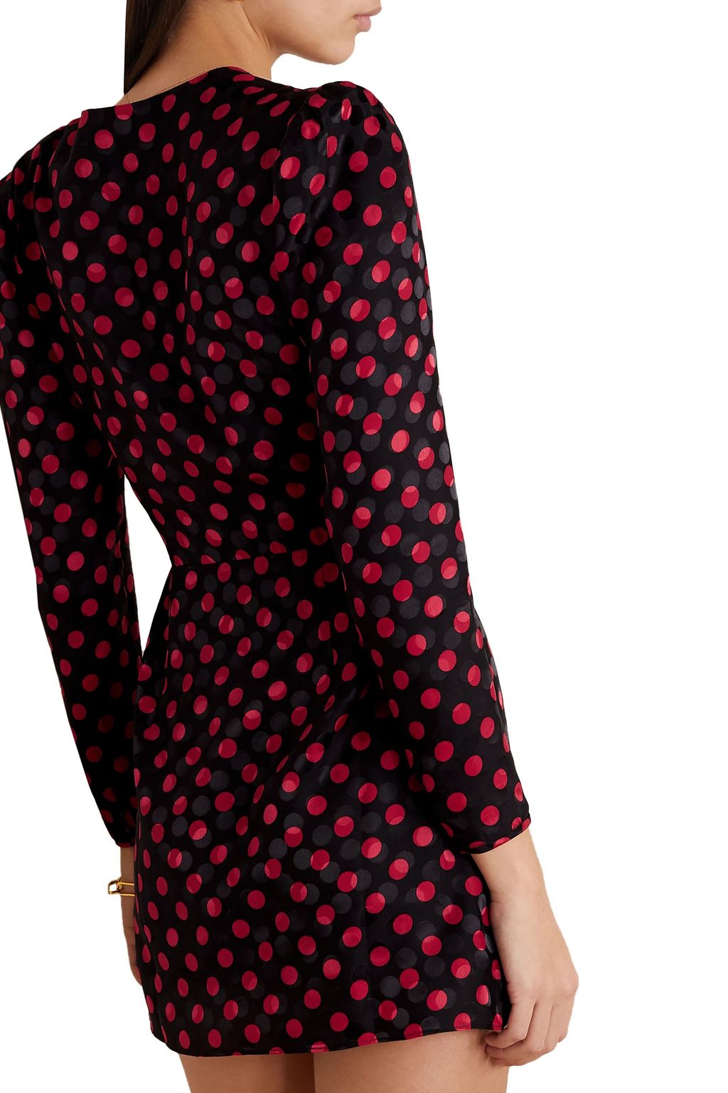 RE/DONE Polka-dot silk-satin jacquard wrap mini dress