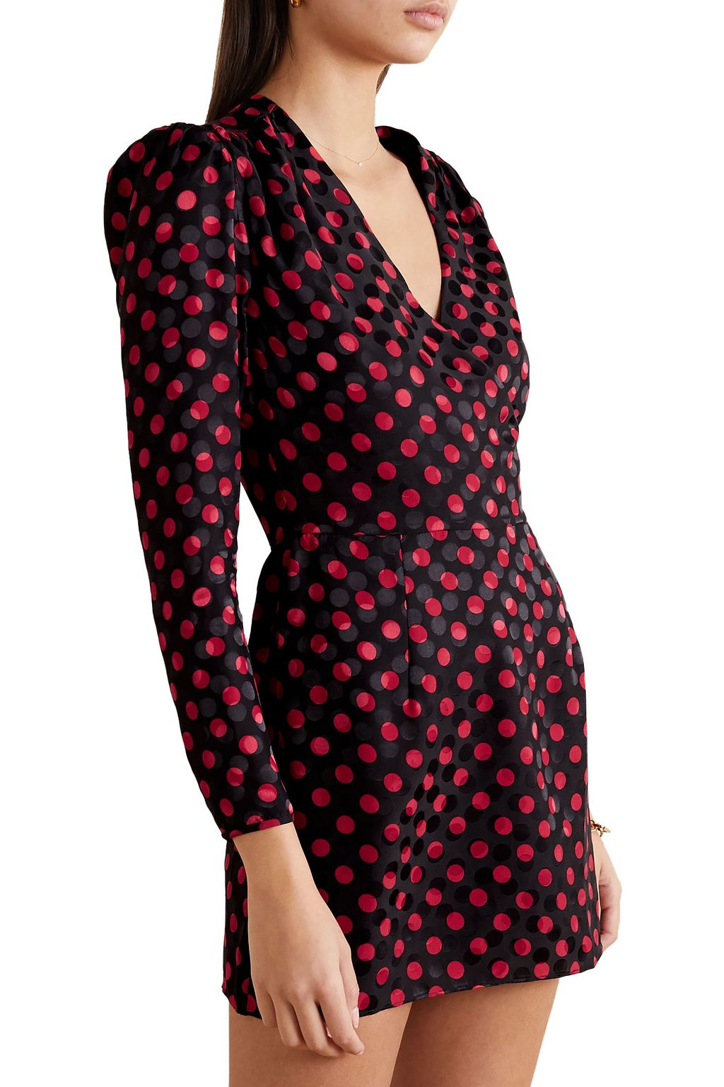 RE/DONE Polka-dot silk-satin jacquard wrap mini dress