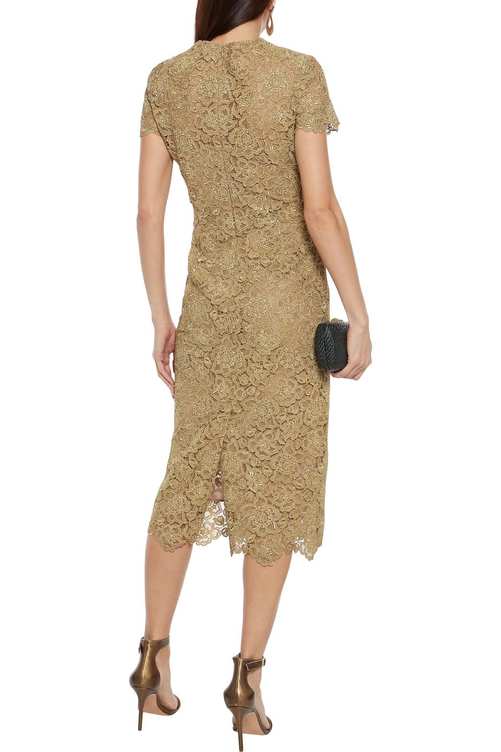 VALENTINO GARAVANI Metallic guipure lace midi dress