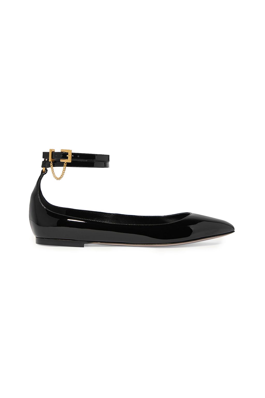 VALENTINO GARAVANI Tiny Chain patent-leather point-toe flats | Sale to 70% off THE