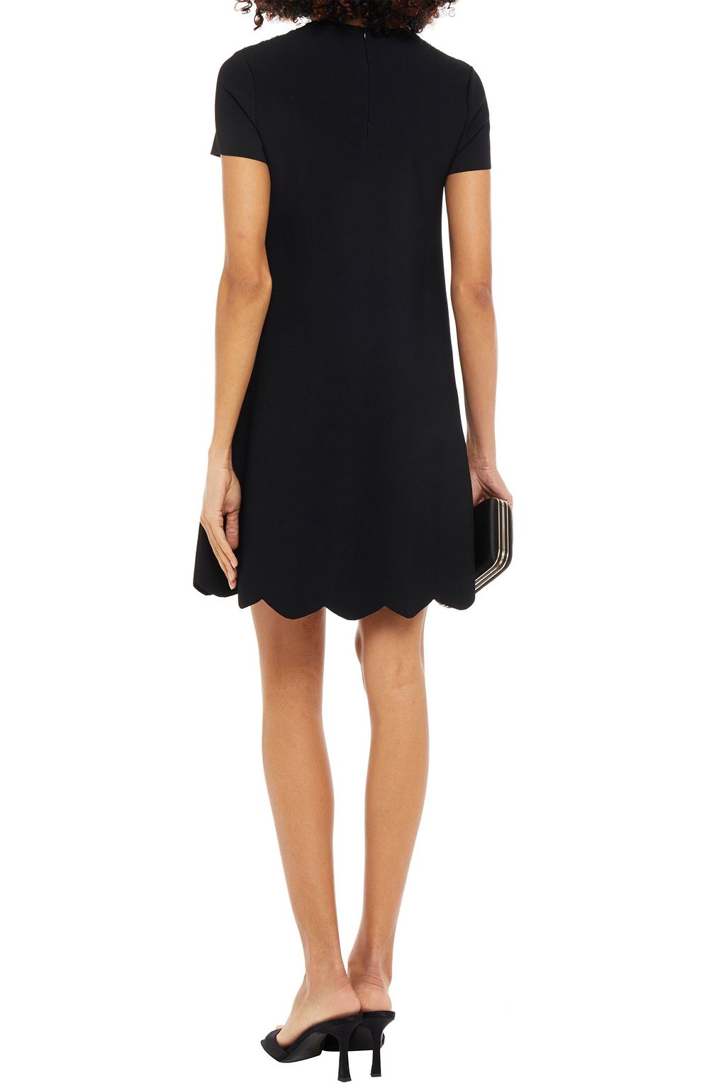VALENTINO GARAVANI Lace-paneled studded ponte mini dress