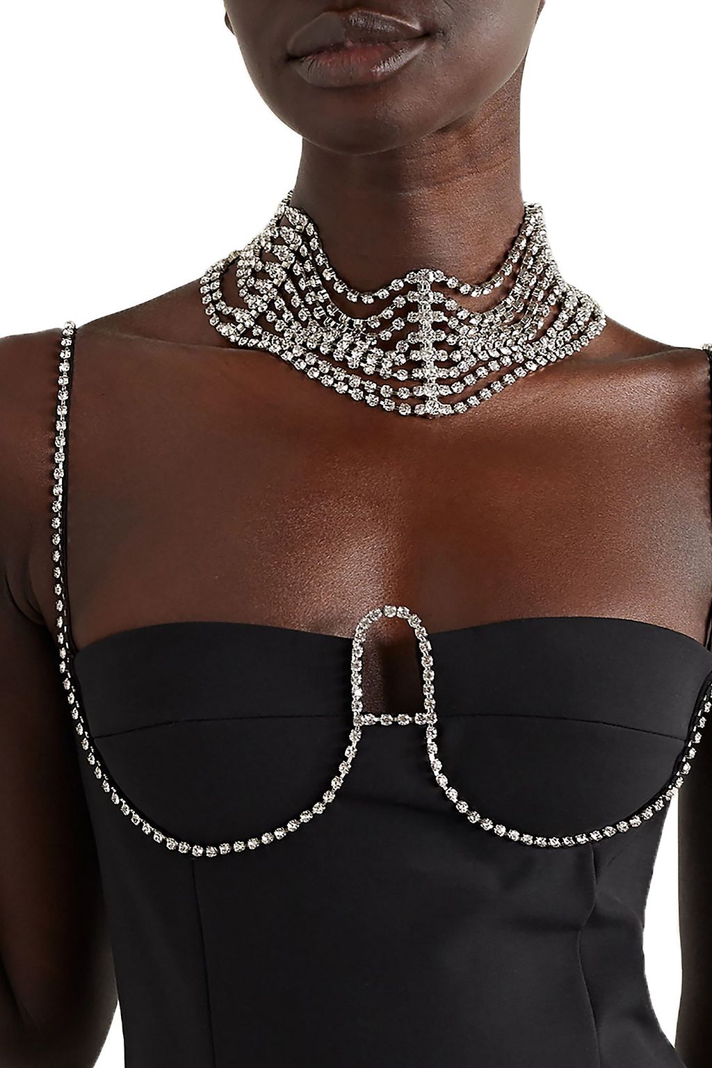 AREA Silver-tone crystal choker