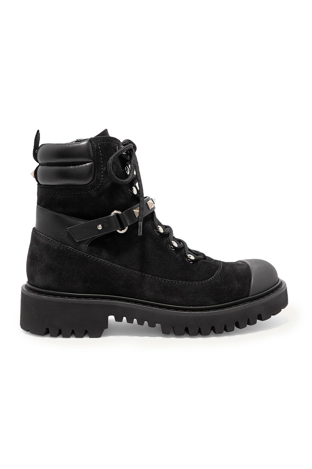 Rockstud leather trimmed suede ankle boots