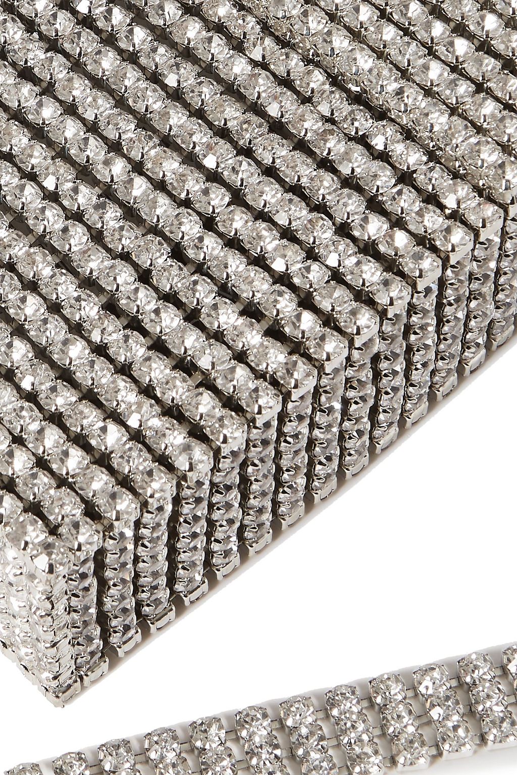 AREA Crystal Flapper embellished silver-tone shoulder bag