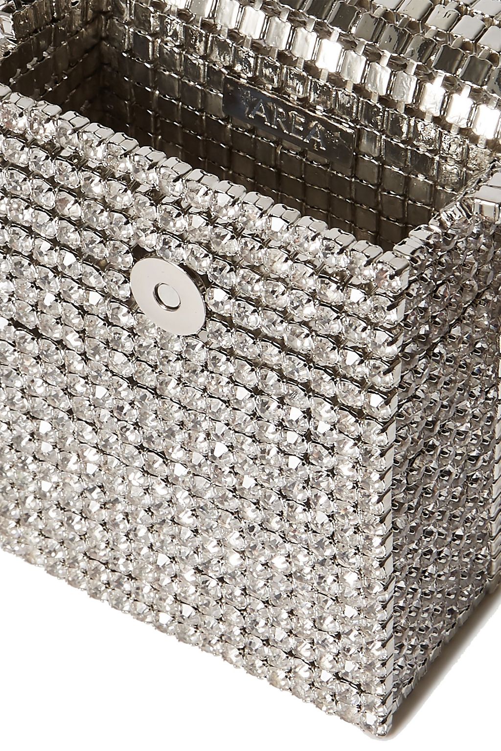 AREA Crystal Flapper embellished silver-tone shoulder bag