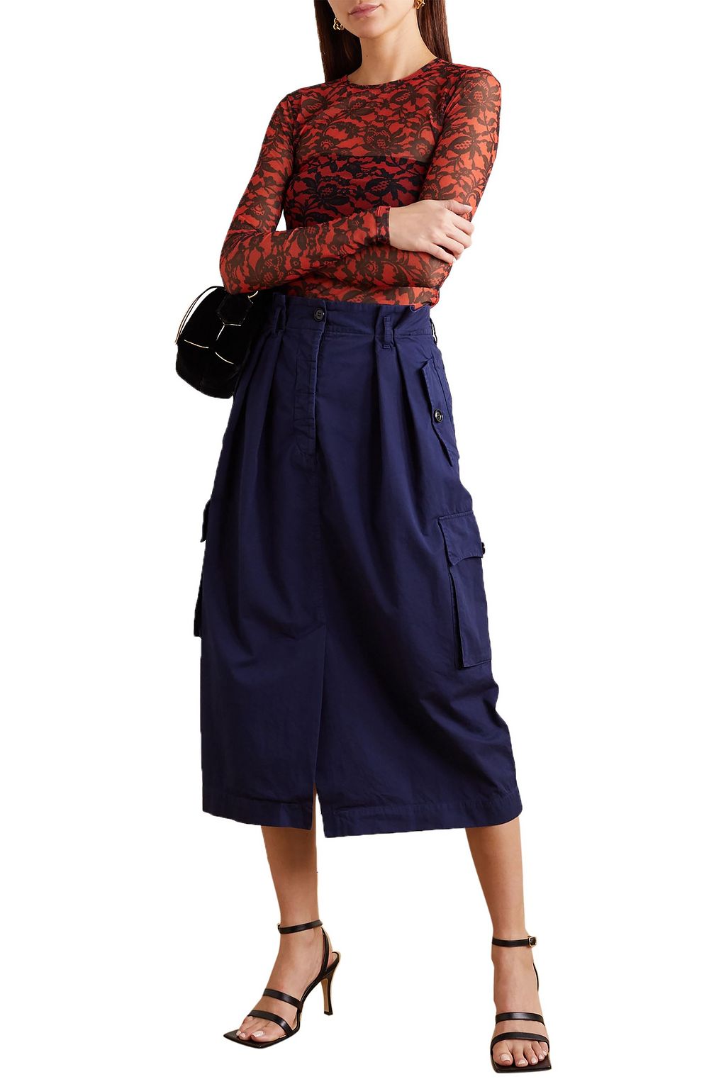 DRIES VAN NOTEN Floral-print stretch-mesh top