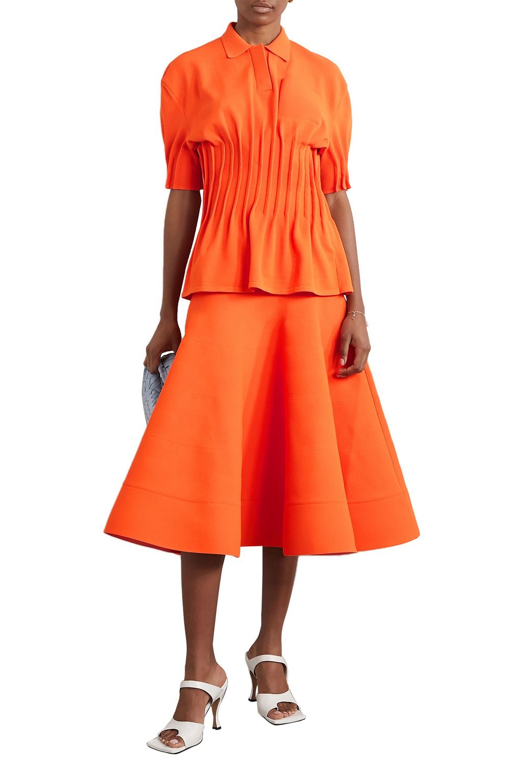 NINA RICCI Pintucked terry polo shirt