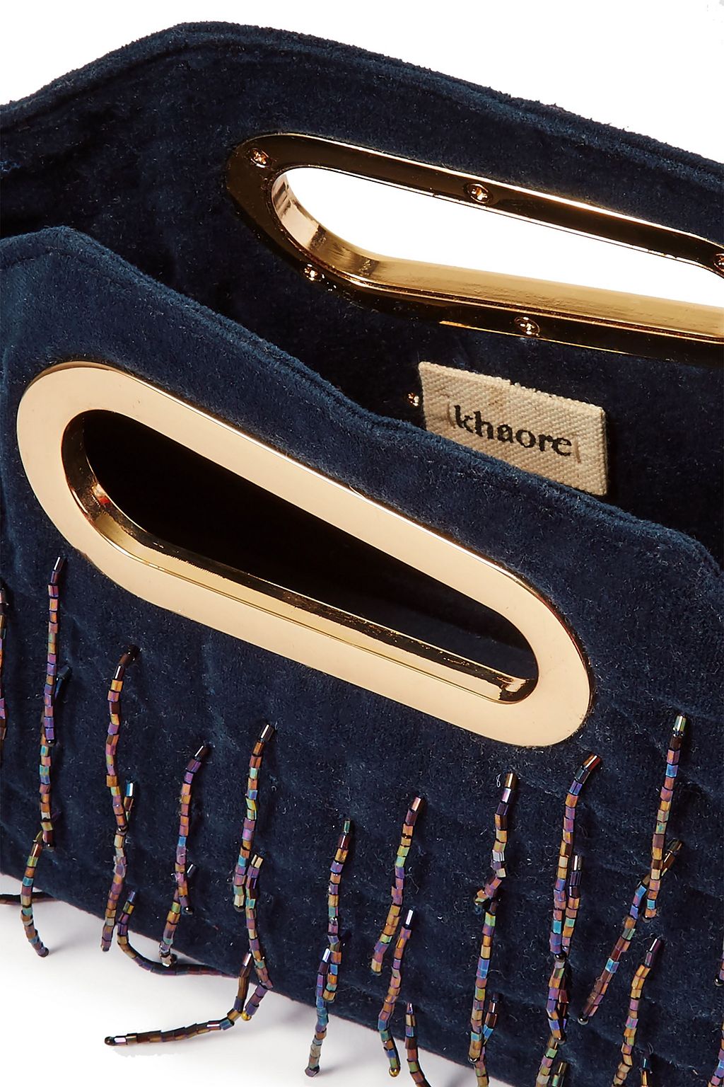 KHAORE Holder bead-embellished quilted velvet tote