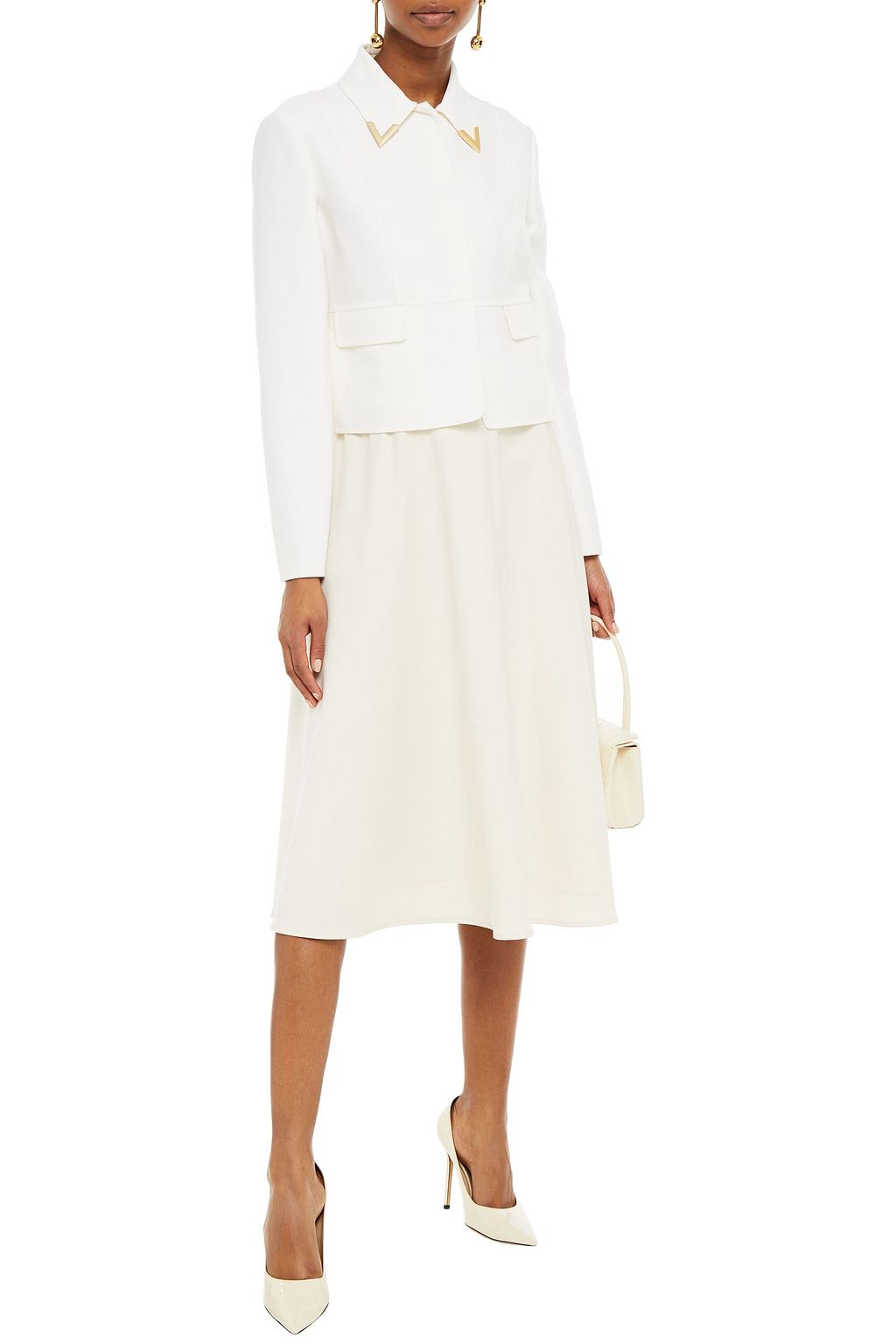 VALENTINO GARAVANI Cropped embellished wool-crepe jacket