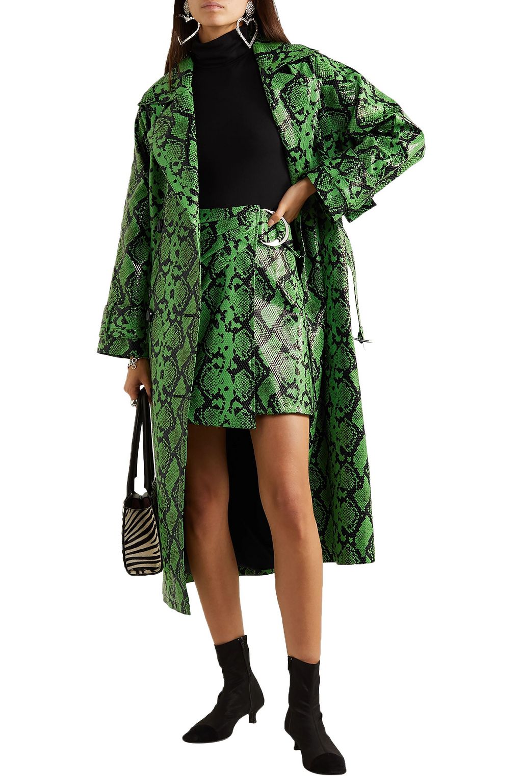 STAND STUDIO + Pernille Teisbaek Kaya snake-effect faux leather wrap mini skirt