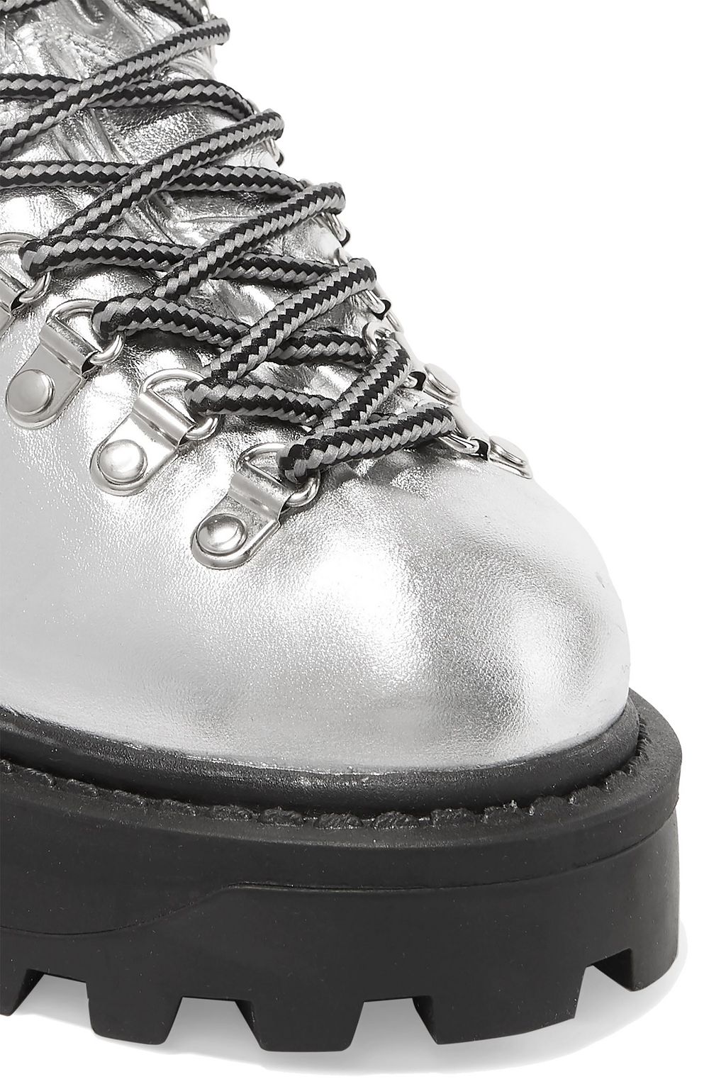 SIMON MILLER High Tracker shell-trimmed metallic leather ankle boots