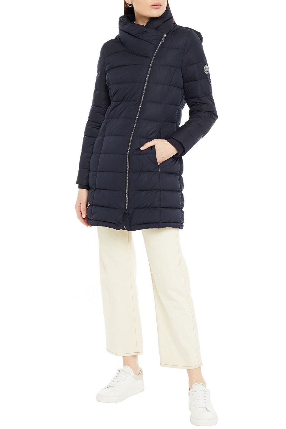 Dkny asymmetric hooded online coat