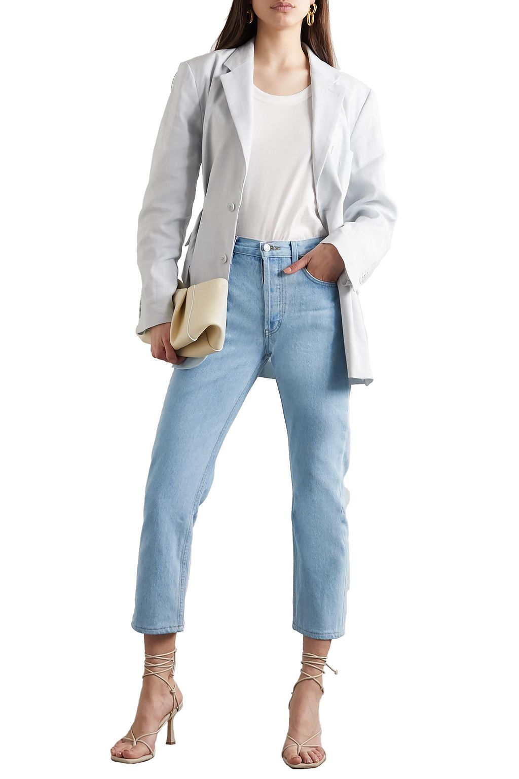 STILL HERE Tate Crop beaded high-rise straight-leg jeans