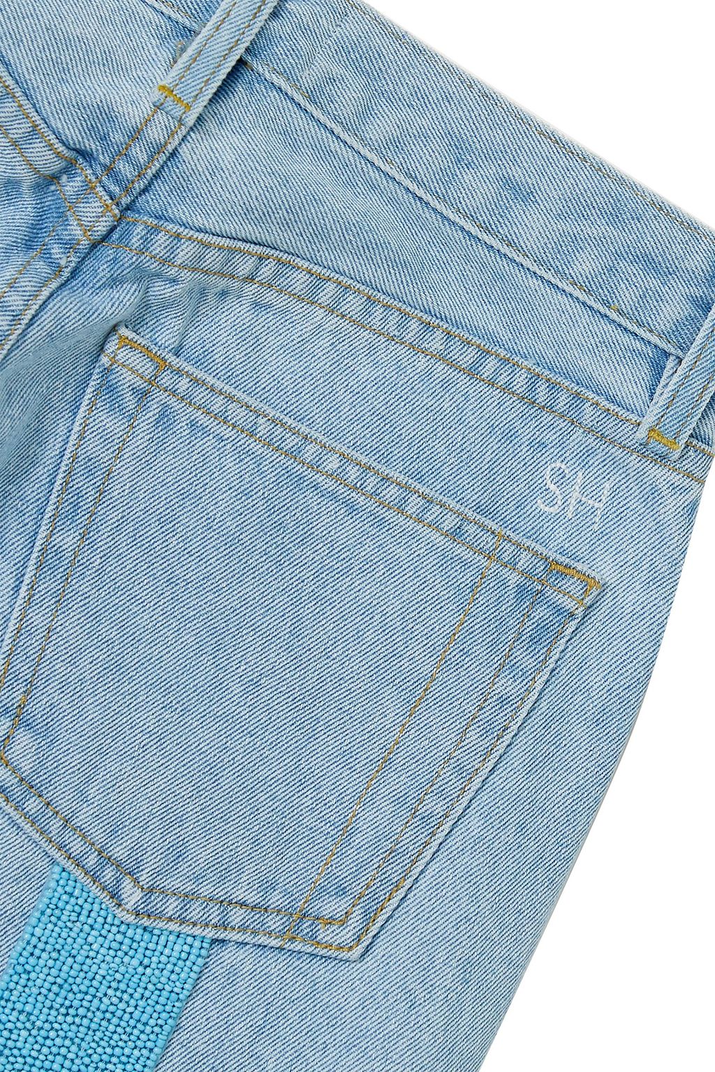 STILL HERE Tate Crop beaded high-rise straight-leg jeans