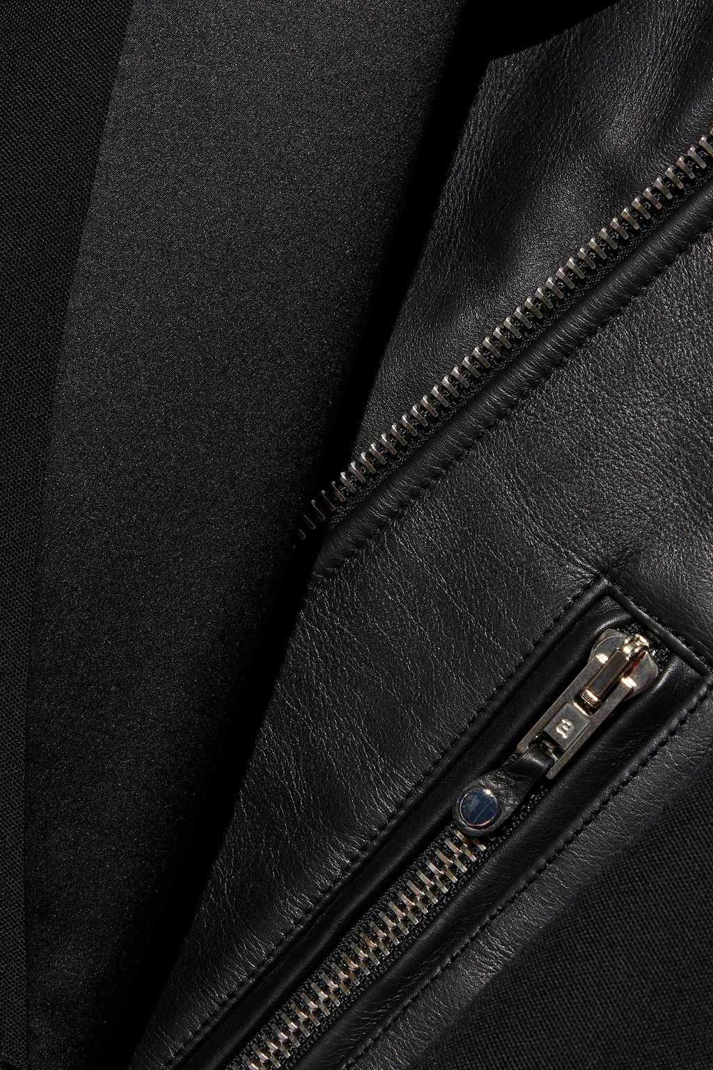 ALEXANDER WANG Hybrid wool-crepe and leather biker jacket