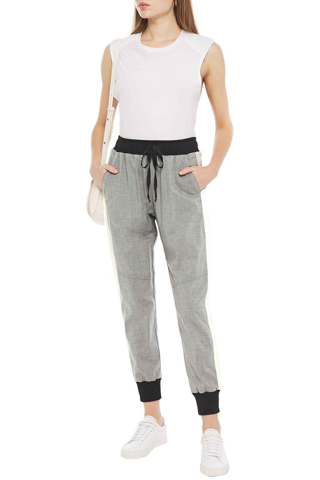 CLU Cotton-chambray track pants