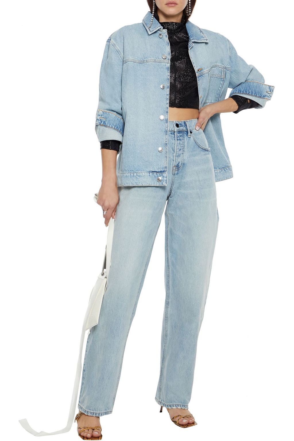 ALEXANDER WANG Distressed high-rise straight-leg jeans