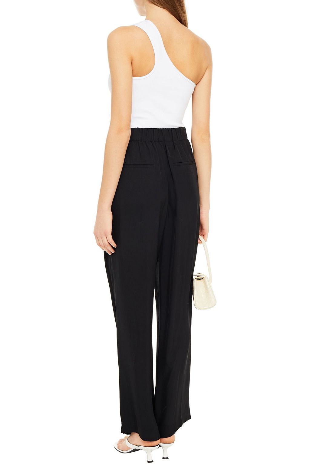 VINCE. Pleated crinkled twill wide-leg pants