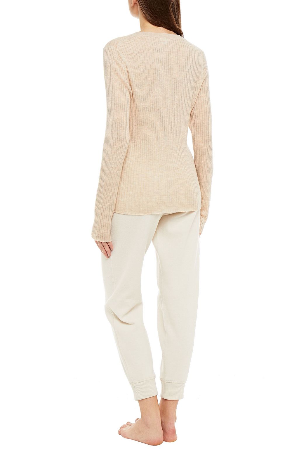 SKIN Ribbed wool-blend pajama top