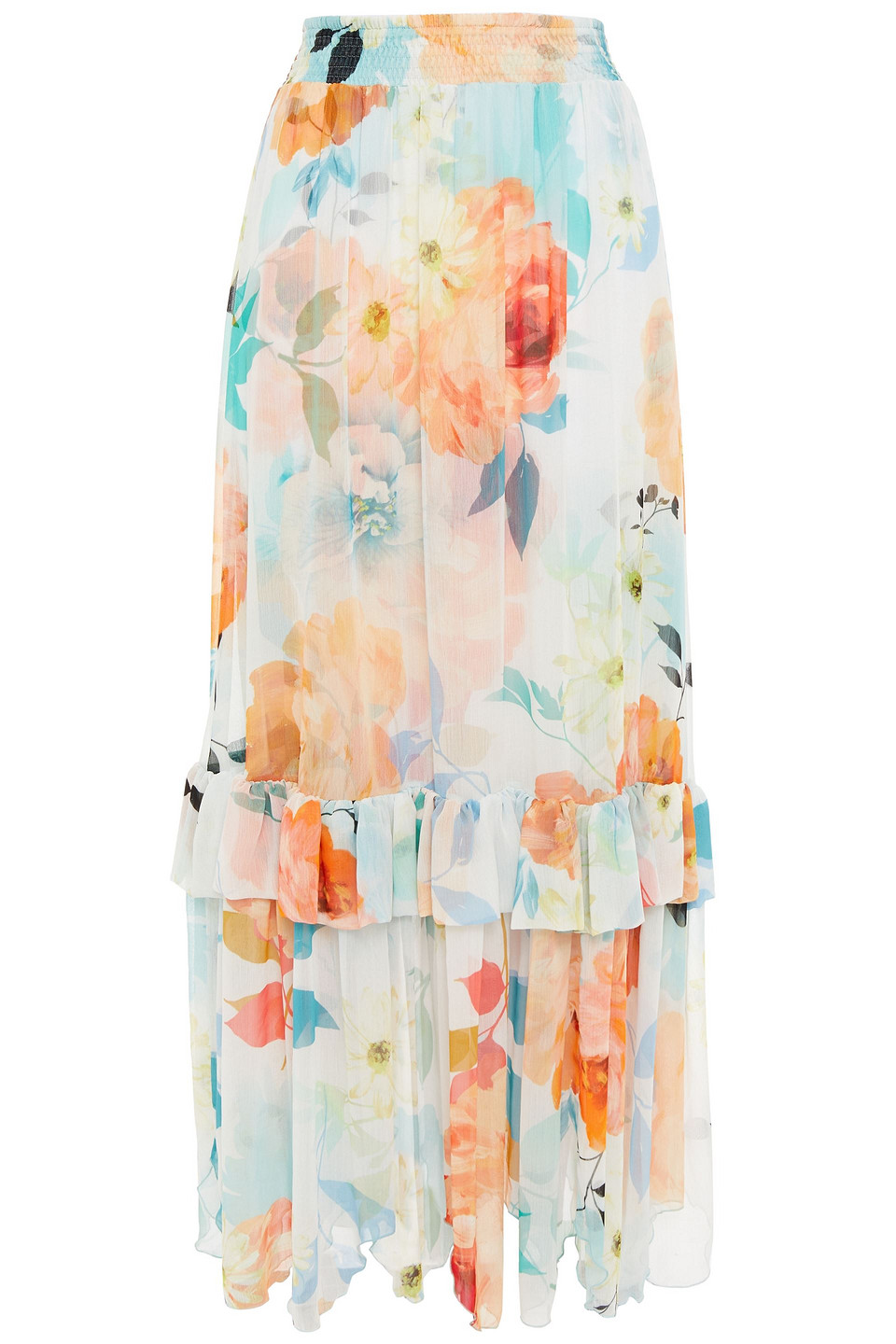 Charo Ruiz Ibiza Woman Floral-print Georgette Maxi Skirt Turquoise Size S