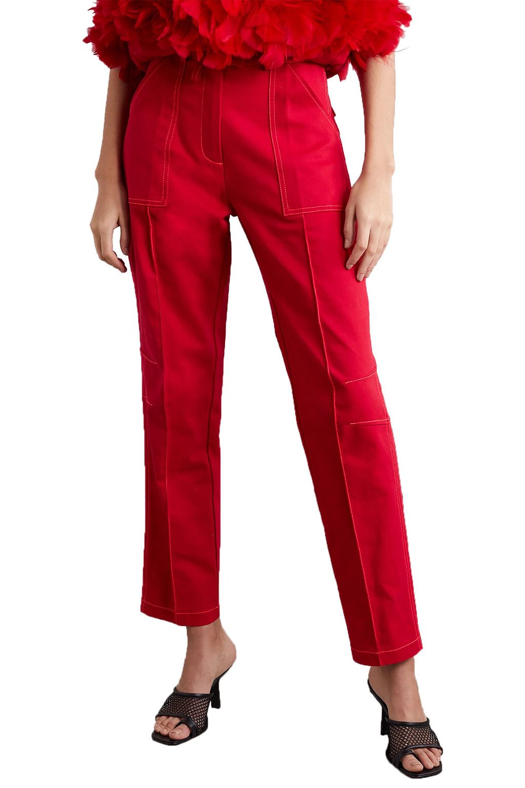 CHRISTOPHER JOHN ROGERS Silk and wool-blend faille straight-leg cargo pants